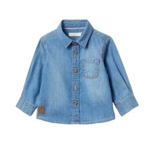 Sfera Denim shirt boys blue long sleeves cotton